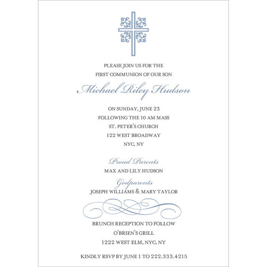 Blue Ornate Scroll Invitations